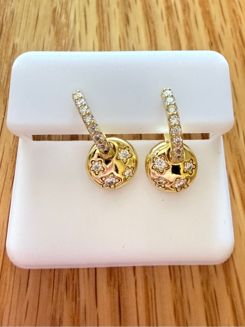 18K Gold Filled Moissanite Star Drop Hoop Earrings 0.38 CTW VVS D